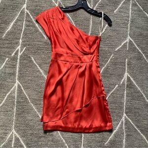 BCBG Orange One Shoulder Dress